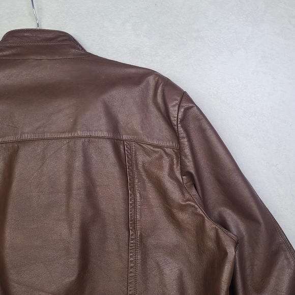 Vintage 70's Cafe Racer Moto Leather Jacket Wilson's Brown Fits Size 44 - Picture 16 of 16